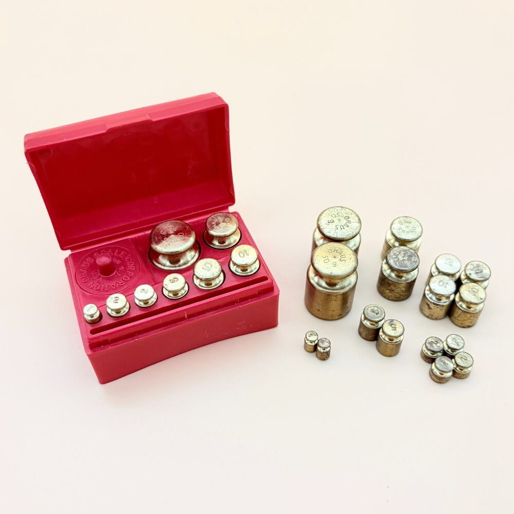 Ohaus Scale Weight Set Brass Gram Calibration Weights 3 Sets Box Vintage USA